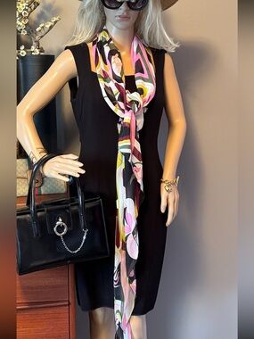 Ports 1961 Black Sleeveless Square-Neck Midi Dress